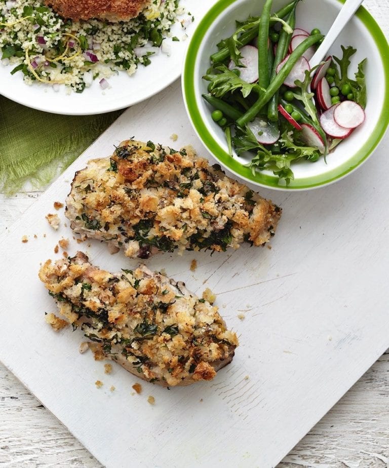 Herb and lemon-crusted pork