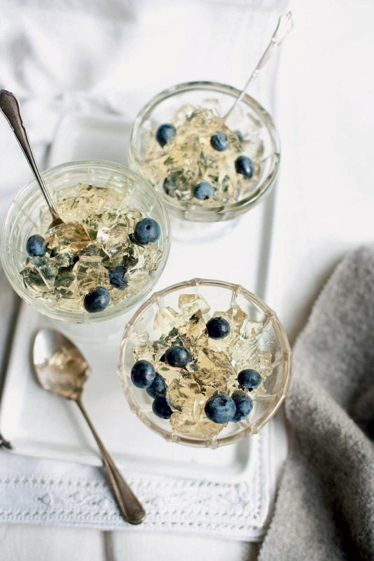 Elderflower jelly with blueberries