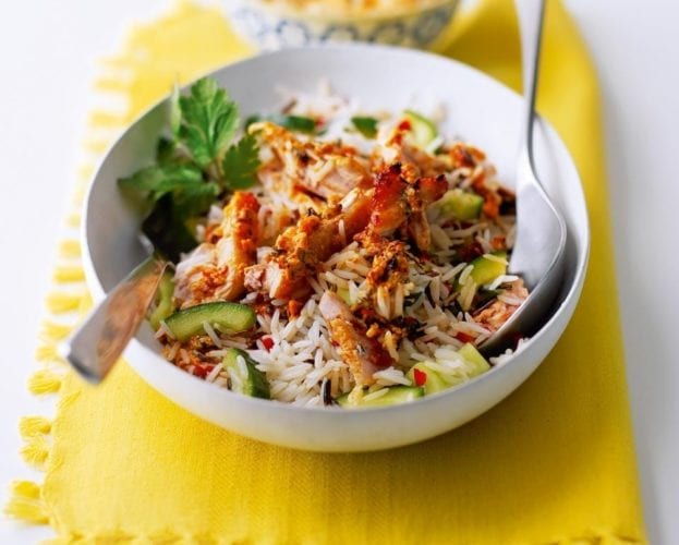 Yogurt and harissa chicken and rice salad
