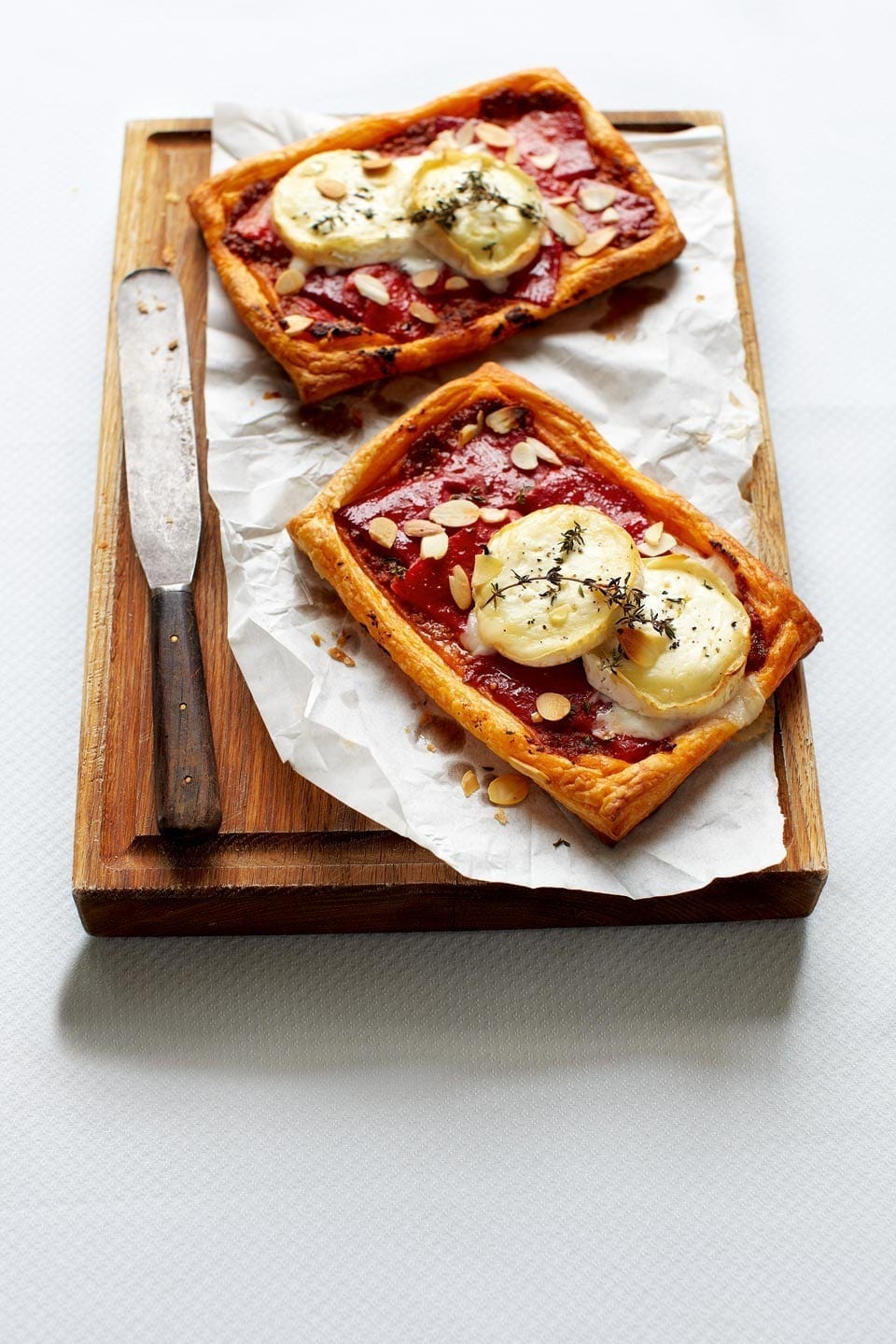 image of Cheat’s Red Pepper and Goat’s Cheese Tarts recipe by Delicious Magazine