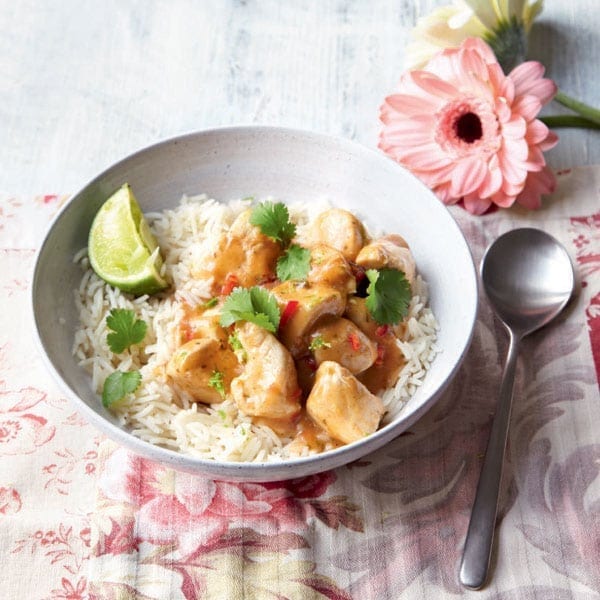 Thai-style chicken curry with basmati rice