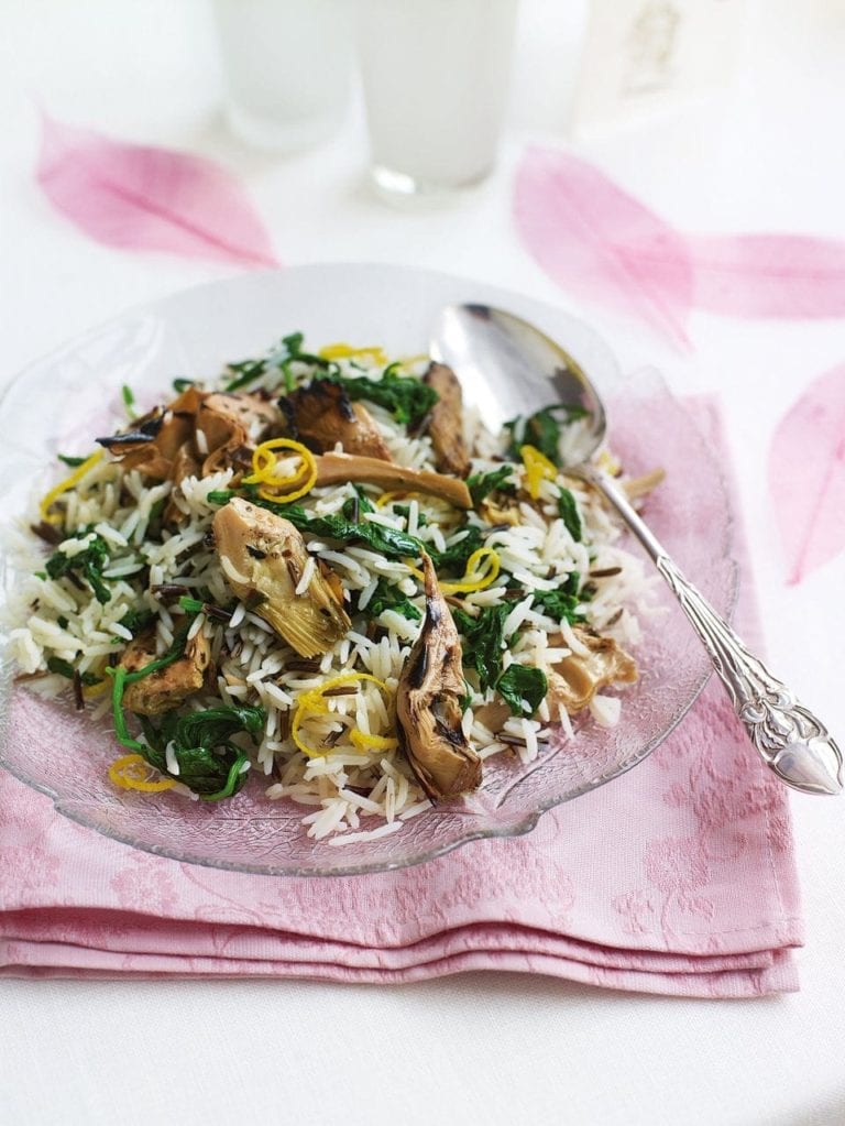 Wild garlic, artichoke and lemon rice