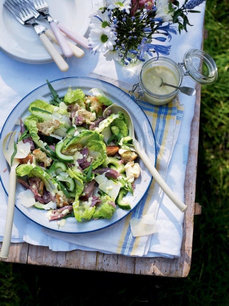 Ham hock caesar salad