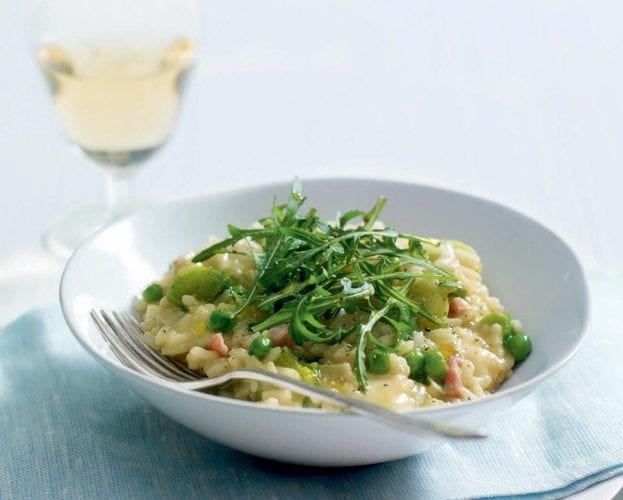 Pea and pancetta carbonara