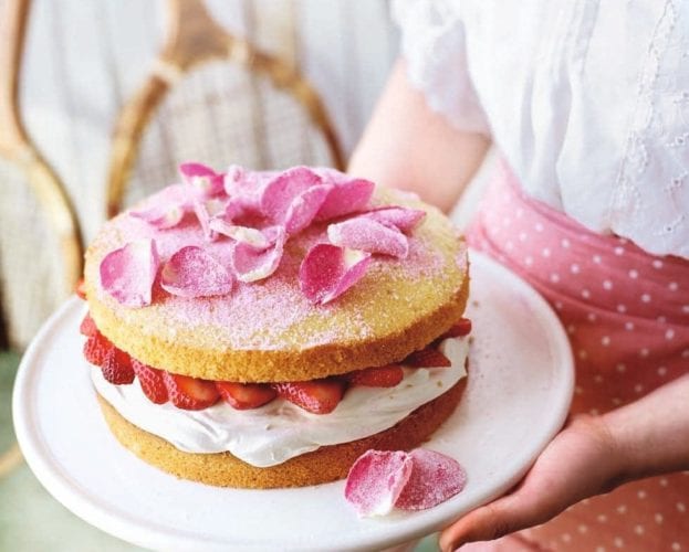 Strawberry and rose victoria sandwich