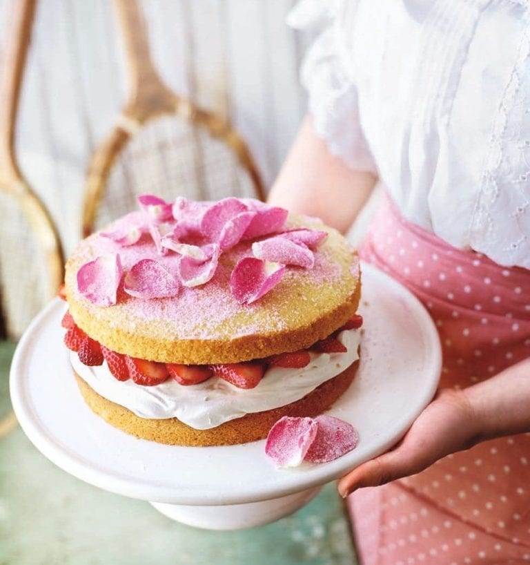 Strawberry and rose victoria sponge sandwich