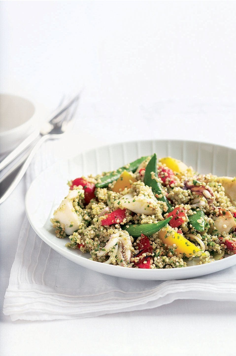Roasted red pepper, squid and quinoa salad recipe | delicious. magazine