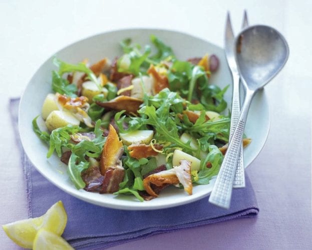 Warm new potato, rocket and smoked mackerel salad