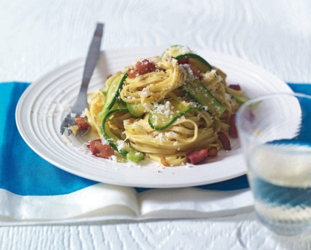 Carbonara-style penne pasta