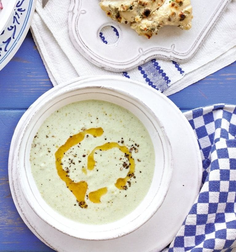 Chilled yogurt, chilli and cucumber soup