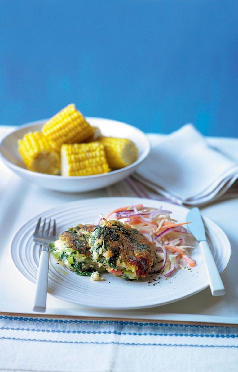 Cheesy bean burgers with easy slaw