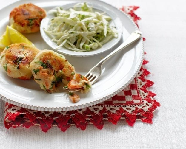 Salmon fishcakes and slaw