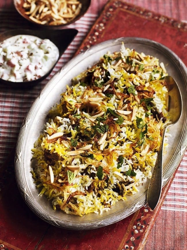 Green chicken biryani