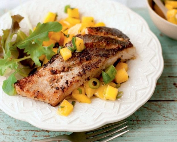 Blackened fish with mango salsa