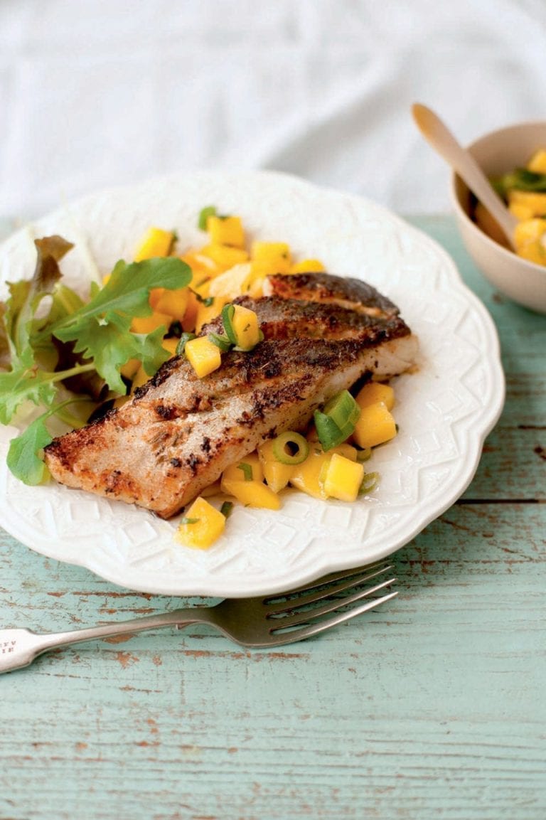 Blackened fish with mango salsa