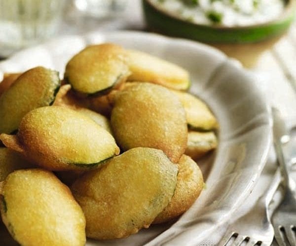 Courgette fritters with lemon dill yogurt