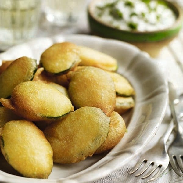 Greek-style courgette fritters with tzatziki