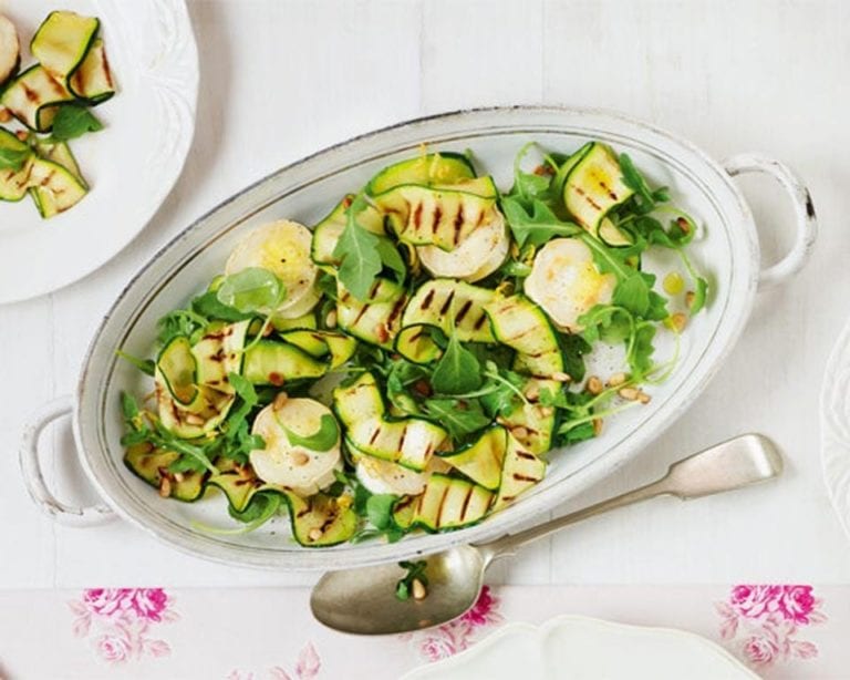 Warm goat’s cheese and courgette salad