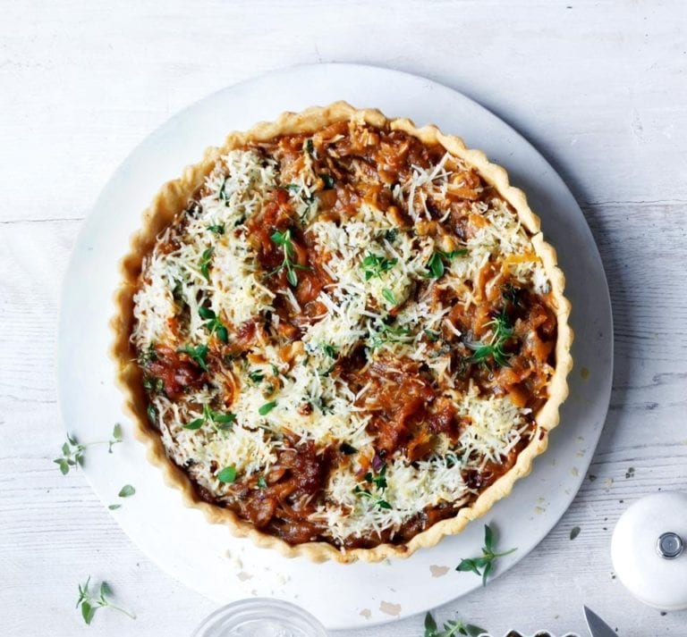 Caramelised onion and thyme tart