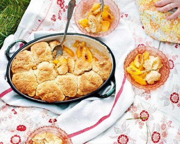 Blackberry and apple cobbler