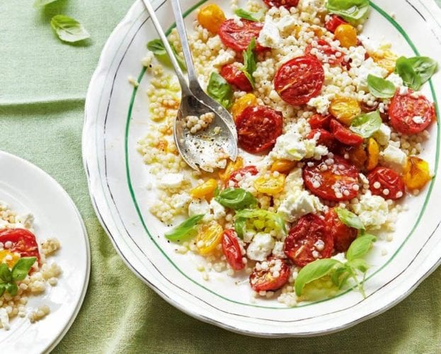 Mozzarella, mixed pepper and basil couscous