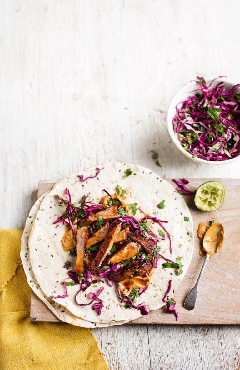 Maple and chilli pork wraps with smoky mayo