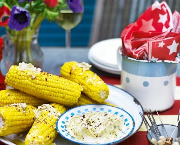 Sweetcorn with pancetta, rosemary and garlic butter