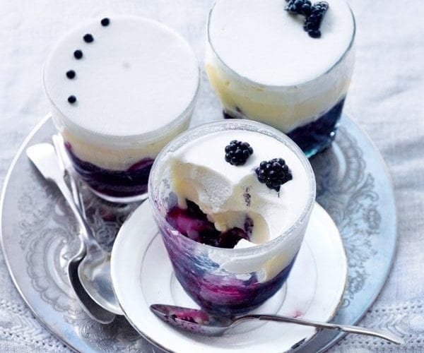 Blackberry mascarpone trifles