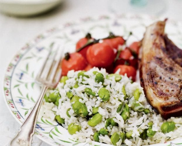 Broad bean pilaf