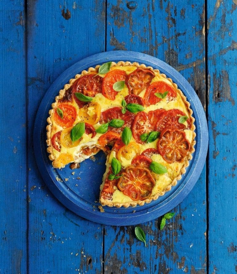 Heritage tomato, cheese and chutney tart