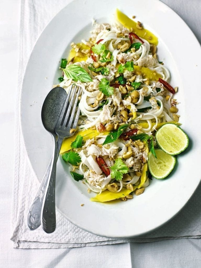 Crab, mango, basil and coriander noodles