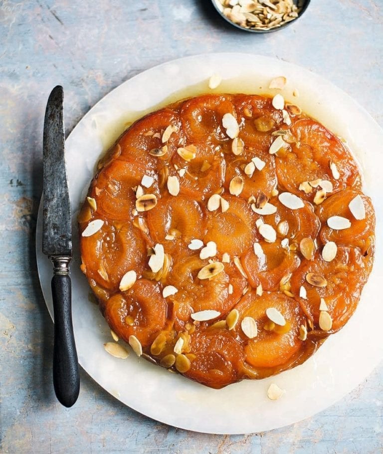 Apricot and almond tarte tatin