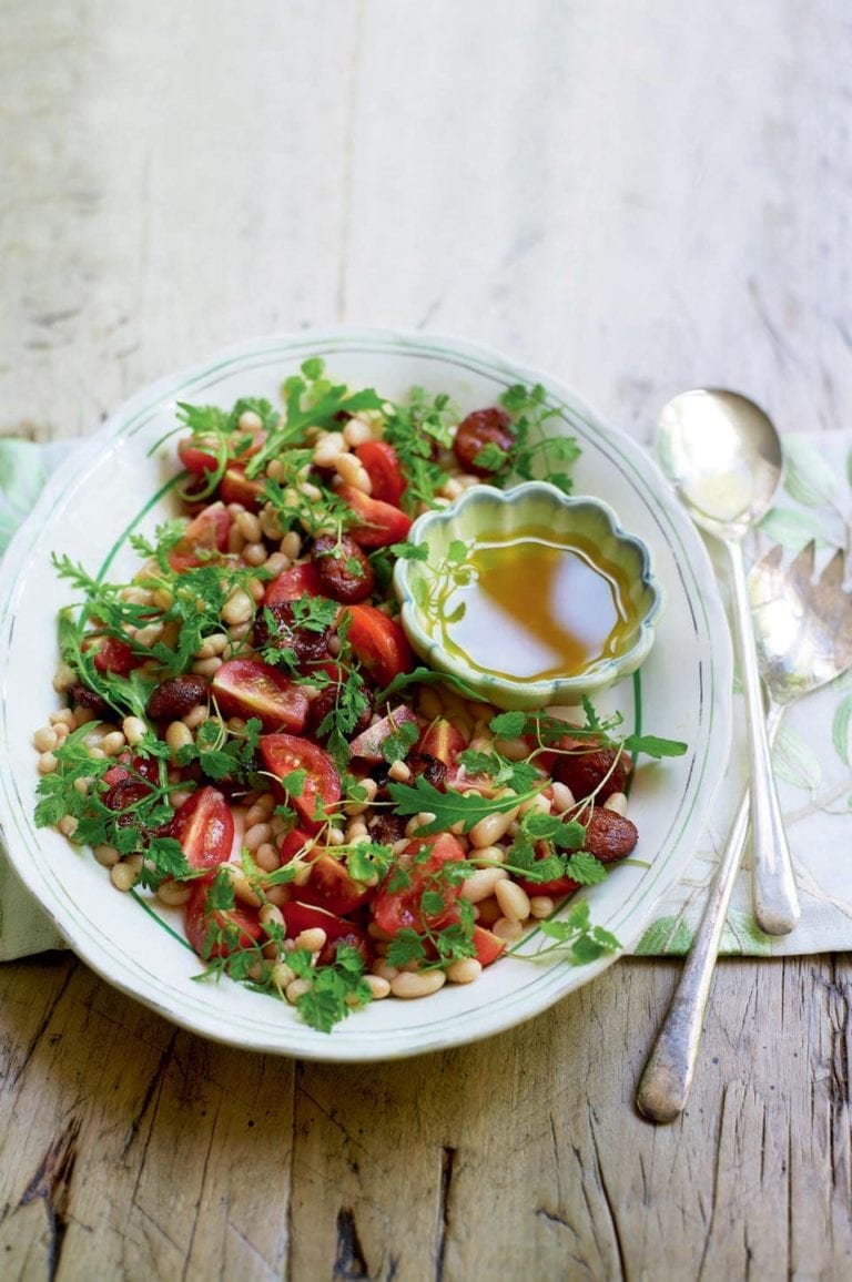 White bean, chorizo and herb salad