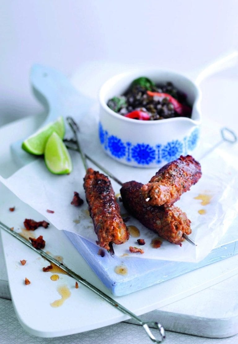 Lamb koftas with creamy lentils