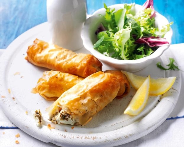 Baked feta filo pastries