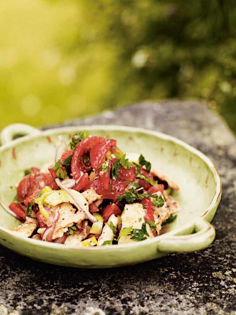 Roasted red pepper fattoush