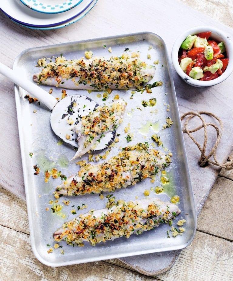 Grilled mackerel with tomato and avocado salsa