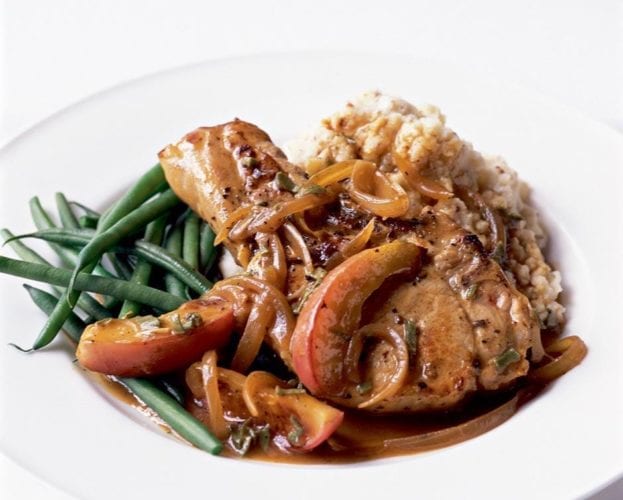 Cider pork with apples and mustard mash