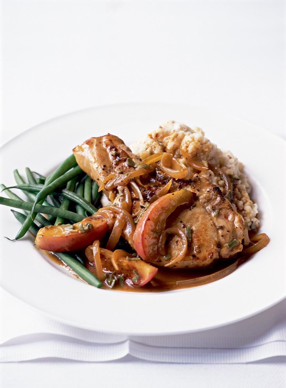 Cider pork with apples and mustard mash recipe delicious. magazine