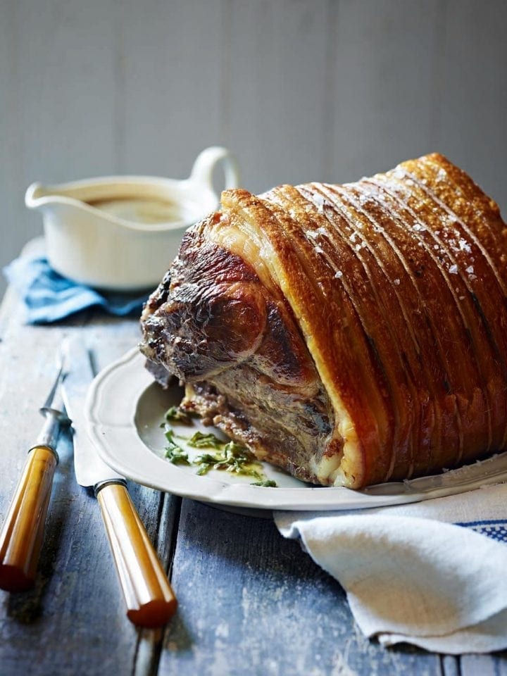 Slow-roast pork shoulder with sage, garlic and lemon