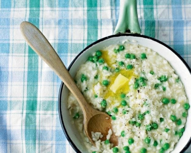 Pressure cooker pea, mint and parmesan risotto