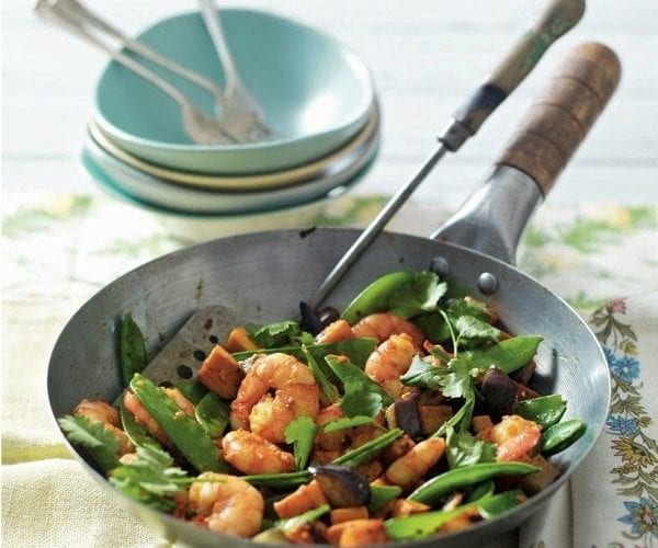 Piri piri prawn and vegetable stir-fry