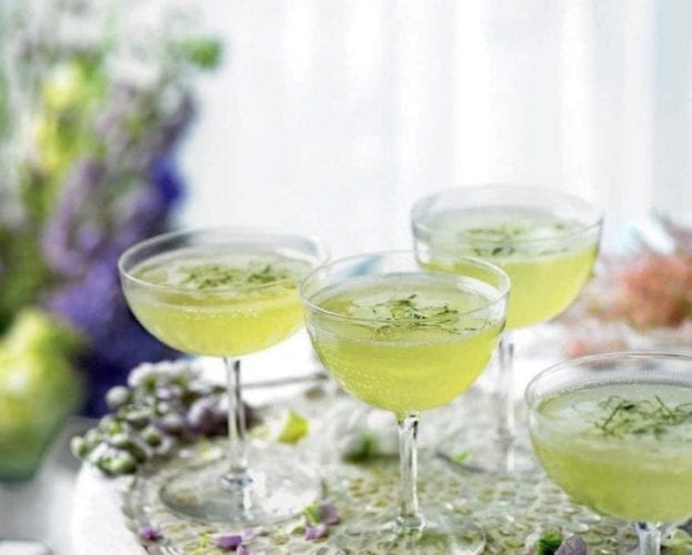 Cucumber, mint and elderflower champagne cocktail