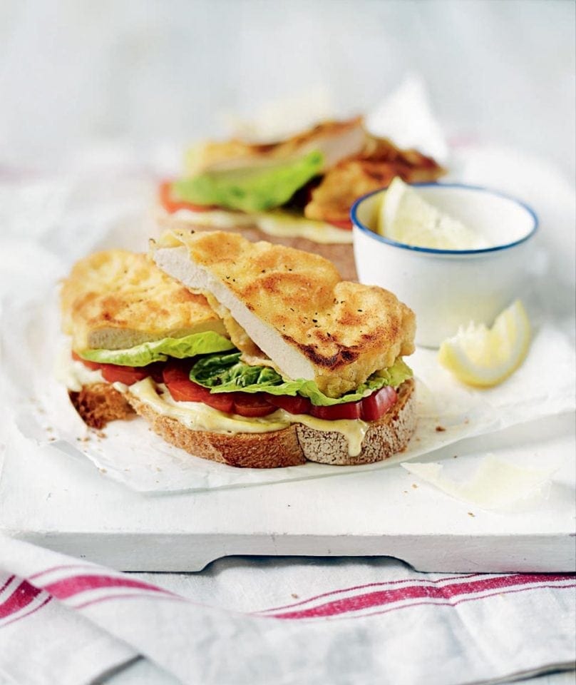 Chicken schnitzel open sandwiches recipe | delicious. magazine