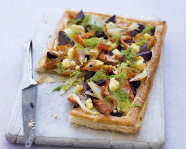 Grilled mackerel with apple and radish salad