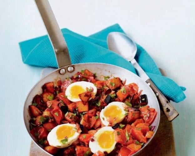 Bean and potato hash with fried egg