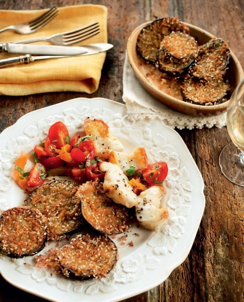 Monkfish with spicy aubergine recipe | delicious. magazine