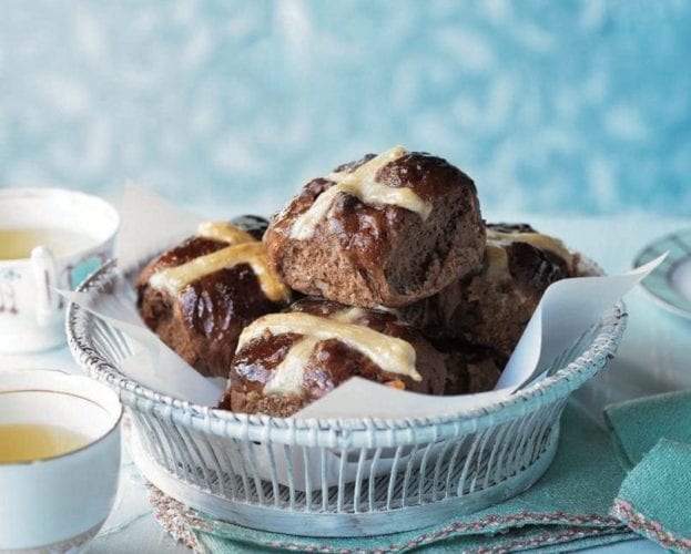 Chocolate and orange hot cross buns