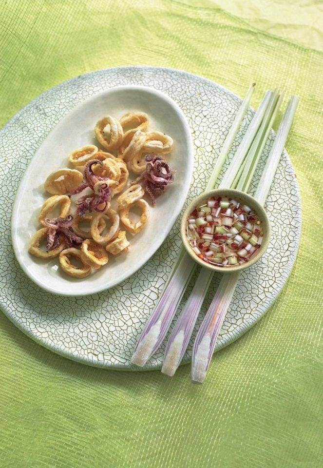 Crispy squid with chilli lemongrass dip