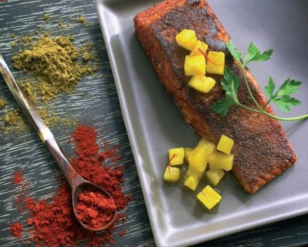 Spiced salmon with pineapple salsa